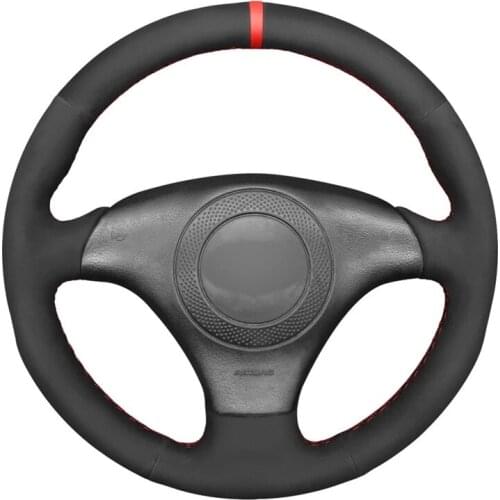 Hand-stitched Black Suede Red Marker Car Steering Wheel Cover for Audi TT (8N) 1998-2001 A8 S8 (D2) 1998-2002 S4 (B5) S6 (C5)