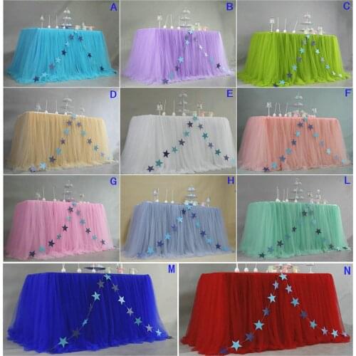 Tulle Table Skirt for Wedding Decor Birthday Baby Shower Party Decor Tablecloth Three Layer Ice Silk Fabric