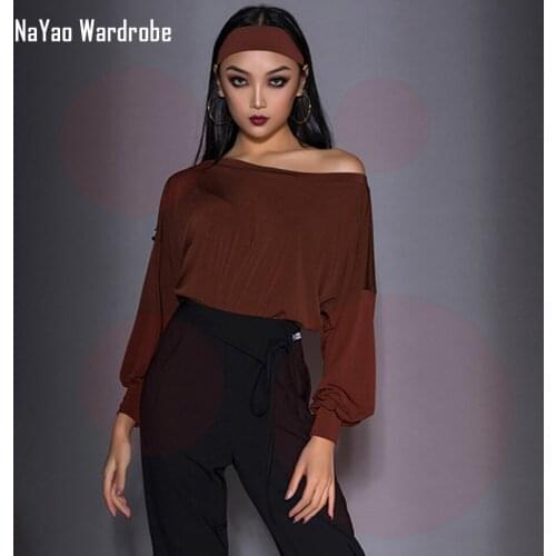 2021 New A1181 Women Latin Dance Bodysuit One Side Shooulder Latin Dancing Tops for Samba Tango Chacha Belly Performamnce