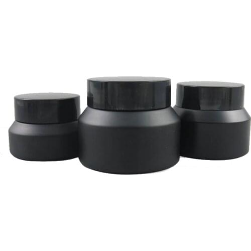 12 x 15g 30g 50g Frost Black Glass Cream Jar With Lids White Seal Insertion Container Cosmetic Packaging Glass Cream Pot