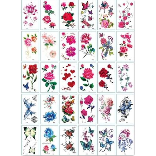 30PCS blossom Fashion Women Girl boys Temporary Tattoo Sticker Full Flower Arm Body Art Big Large Fake Tattoo Sticker