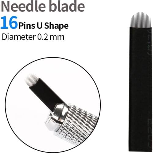 500PCS/Box 16pin U Shape 0.2MM Permanent Makeup Eyebrow Tattoo Blade Microblading Needles For 3D Embroidery Manual Tattoo Pen-B5