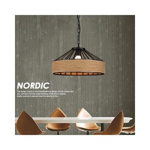 American Loft Style Hemp Rope Droplight LED Pendant Light Fixtures For Dining Room Hanging Lamp Vintage Industrial Lighting