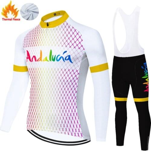 Andalucia Winter Thermal Fleece Cyclisme Mallots Equipamento Maillot Tenue Velo Homme Jersey Ciclismo Uniforme Ciclismo Hombre