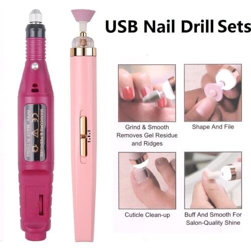 Portable Electric Nail Drill Machine Set Bits Handle Manicure Nail Polisher Accessory Nail Art Tool Uv LED Gel Remover Dropship