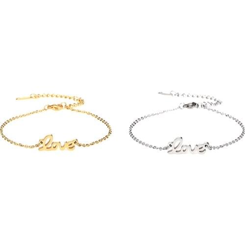 Beadsnice Iron Bracelet Love Letter Bling Thin Initial Ankle Unique Statement Adjustable Fashion ID 40974