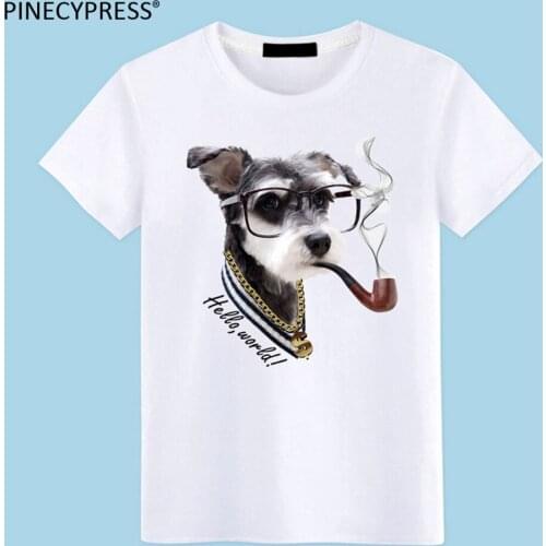 Quality 100% Cotton Asian Size Anti-static Short Sleeve Men T Shirt Fashion Dog Printed White Black Summer O-neck Man T-shirt