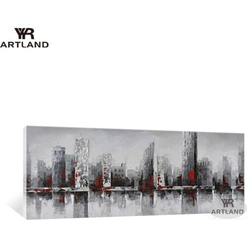 Artwork home decor Handmade oil painting on canvas abtract city building wall art picutre for living room bedroom no framed