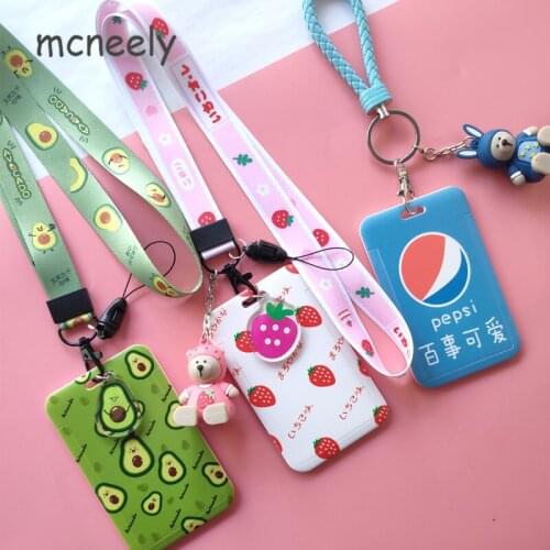 Creative Small Fresh Card Holder with Hanging Rope Chest Work Card Case Custom Cute Student ID Bus Badge Card Case Cardholder