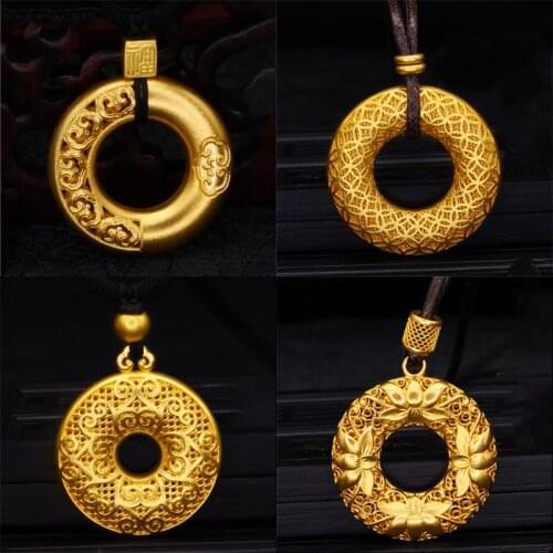 Chinese culture Ping'an buckle pendant creative original unique ancient gold craft charm men and women silver jewelry