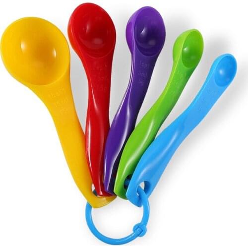 5pcs/set Measuring Spoons Kitchen Measuring Cup Rainbow Color Stackable Combination Baking Spoon Kitchen Baking Measuring Tools