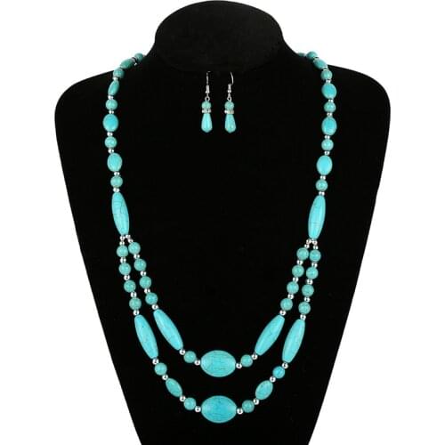 Set Natural Green TURQUOISE Hand Carved Pendant Fashion Boutique Jewelry Mens and Womens Necklace Earrings Set