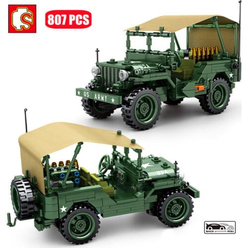 Sembo City Beijing Auto Jeep Suv And M38 Gun Series Model Building Blocks Diy Kits Assembly Kids Educational Toys For Boys Gifts