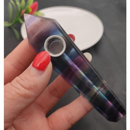 Natural amethyst modern Color fluorite smoking pipe cigarette crystal tobacco pipe healing