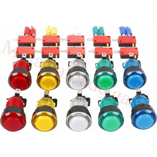 10x New 12V Transparent Glow Arcade Buttons With Micro Switch For Jamma Mame Games Parts Multicade Choice of 5 Colour