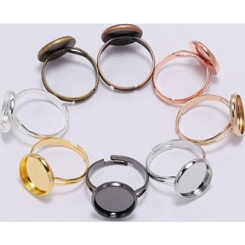 10pcs DIY Blank Ring Base Fit Diameter 10 12 14 16 18 20 25 mm Glass Cabochons Cameo Settings Tray Diy Jewelry Making Findings