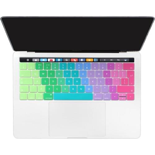 Rainbow Color Soft Silicone EU English Keyboard Protector For Macbook Pro 13 15 2019 Touch Bar A1706 A1707 A1989 Keyboard Cover