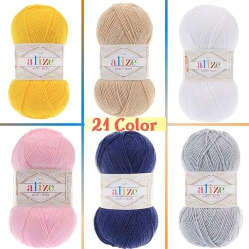Happy Baby Hand Knitted Yarn (4 Ball) 21 Color-350 Meters(100gr) hand Knit Yarn Ball-Alize Happy Baby -Blanket -Scarf-Baby-DIY