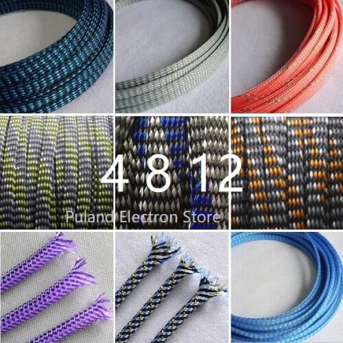 Colorful 4mm 8mm 12mm Expanded Braid Sleeve PP Cotton Mixed PET Yarn Soft Wire Wrap Insulated Cable Protect Line Harness Sheath