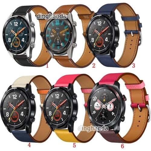 Fashion Genuine Leather Watch Band Strap for Huawei Watch GT 42mm 46mm GT2 2e Pro Replacement bands straps Correa 20mm 22mm