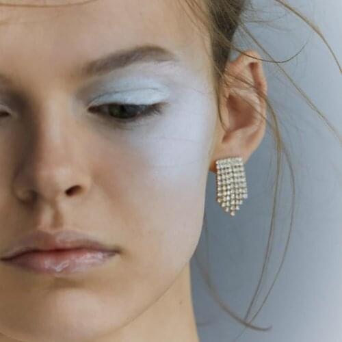 Luxury Rhinestone Chain Tassel Earrings Women Statement ZA Earrings Jewelry Female Elegant Baroque Dangle Earrings Accessories