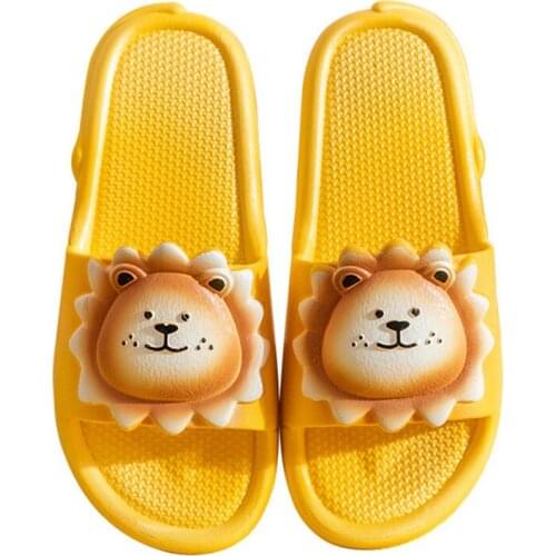 Summer New Lovely Cartoon Lion Home Slippers Large Size Womens Indoor Durable PVC Bathroom Flip Flops Non-Slip Female Slides