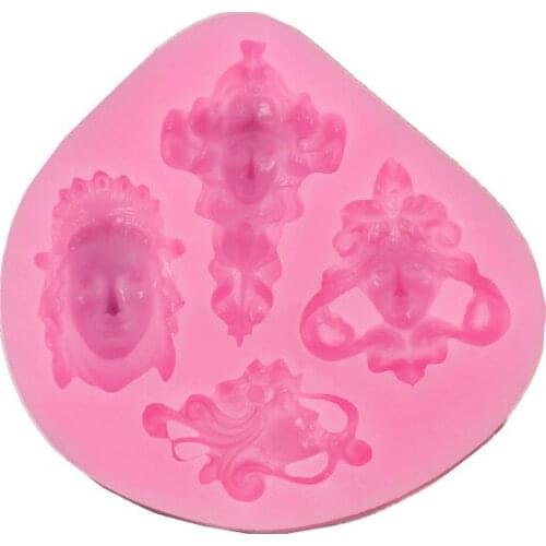 DIY liquid silicone mold antique vintage head portrait Silicone, decorative mold, cake biscuit mold Fudge cake moldL158