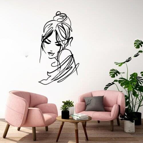 Modern Beauty Sexy Sketch Woman Salon Wall Sticker Makeup Hairdress Nail Manicure Girl Spa Wall Decal Kids Room Vinyl Decor