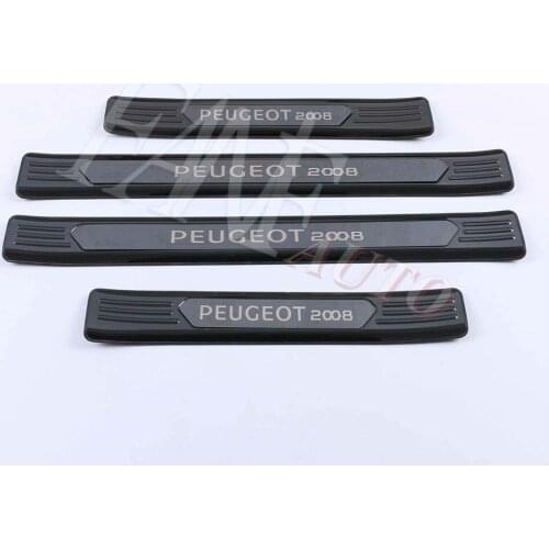 Stainless Steel Inner Outer Door Sill Scuff Plate Guard Sills Protector Trim For Peugeot 2008 2019 2020 2021