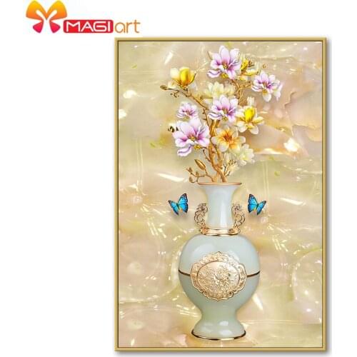 Cross stitch kits Embroidery needlework sets 11CT water soluble canvas patterns 14CT Modern style Rich vase -NCMF293