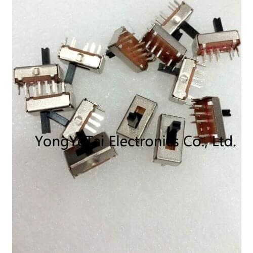 YYT 20PCS SS23D07 toggle switch 8P 3T double row vertical sliding switch handle length 4MM bracket SS23D07VG4