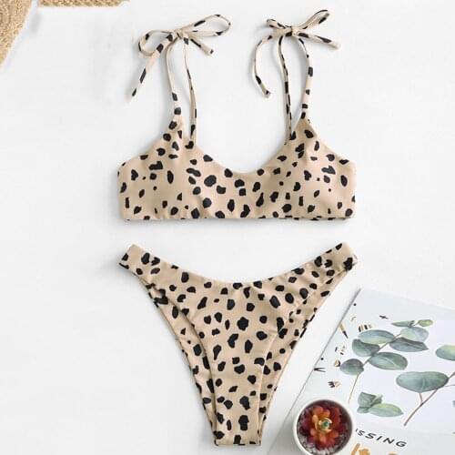 Leopard Print Bathing Suit Womens Bikini High Waisted Tummy Control Two Piece Bikini Set Swimsuit Swimwear Brasileiro Biquini