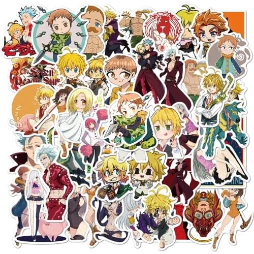 50PCS Anime The Seven Deadly Sins Stickers Snowboard Laptop Luggage Fridge Guitar Graffiti Cartoon Decal Sticker for Kid Gift
