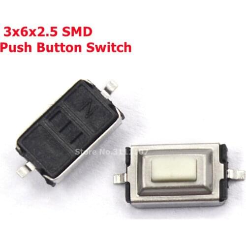 100pcs/lot 3x6x2.5 SMD Push Button Switch Tact switch micro switch Two-pin key switch