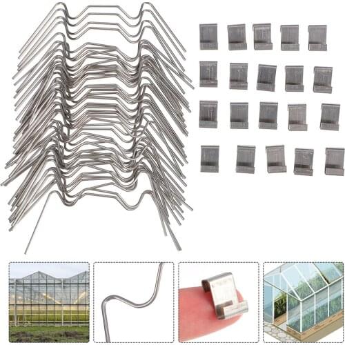 100Pcs Stainless Steel Greenhouse Clips Durable Glass Frame Fixing Clamp