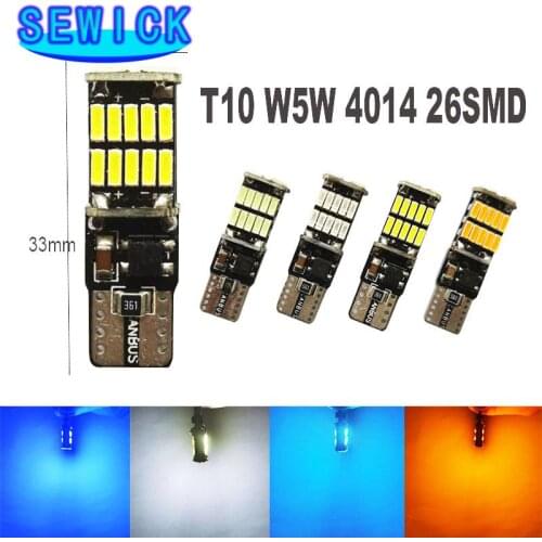 50pcs Promotion 10 w5w canbus car interior light 194 501 led 26 4014 SMD Instrument Lights bulb lamp dome light 12V 6000K
