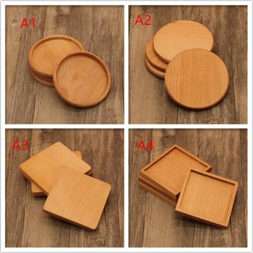 50pcs wooden Coaster pad Japanese non-slip cup mat Creative insulated solid wood teacup beech mat household products NO93