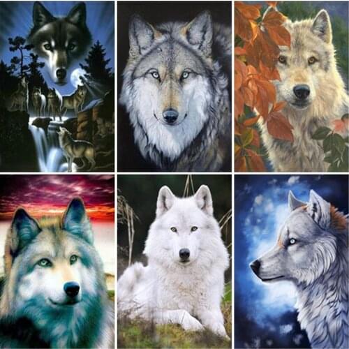 DIY Wolf 5D Diamond Painting Full Square Drill Cross Stitch Diamond Embroidery Animal Mosaic Kit Artist Home Decor Wall Art Gift