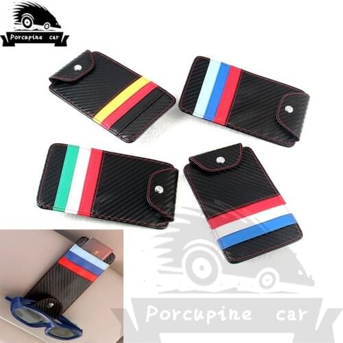 Carbon fiber Car Vehicle Sunglasses Spectacles Glasses Card Holder Credit Card Storage Bag ID Package For Audi BMW Mercedes VW