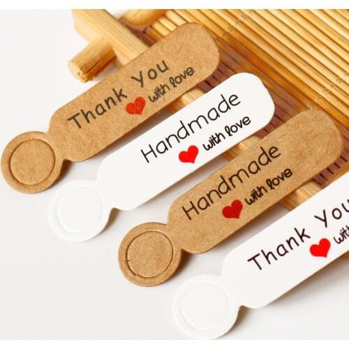 100pcs Kraft Paper Tag Thank You Handmade Gift Tag Price Label Luggage Tags Wedding Party Decoration Paper Hang Tag