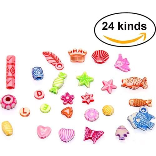 24 Kinds DIY Handmade Beads Toys For Children With Accessory Set Girl Weaving Bracelet Jewelry Making Toys Creative Children Gif