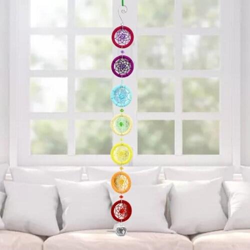 Chakra Dream Catcher with 40mm Crystal Chandelier Ball Prisms Suncatcher Handmade Rainbow Fengshui Wall Car Pendant