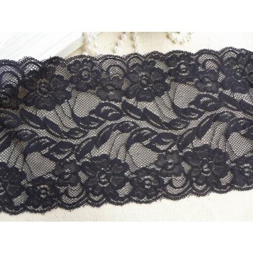 5 Yards Flower Stretch Elastic Lace Trim In Black/Ivory White Soft Mesh Material DIY Craft Sewing Accessories