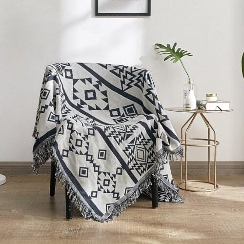 European Geometric tassel sofa blanket Throw Blanket sofa Decor Slipcover for Sofa Bed Plane Travel Plaid knit Non-slip blankets
