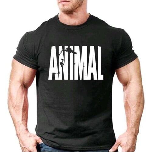 2019 Hot Sale ANIMAL T-shirt Mens Cotton Round Neck Muscle Shirt Fitness Cotton T-shirt Mens Fitness Hip Hop Clothes T-Shirt