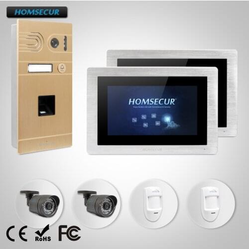 HOMSECUR 7" Wired Touch Screen Video Door Entry Security Intercom with 800TVL Fingerprint Camera BC061-G + BM714-S