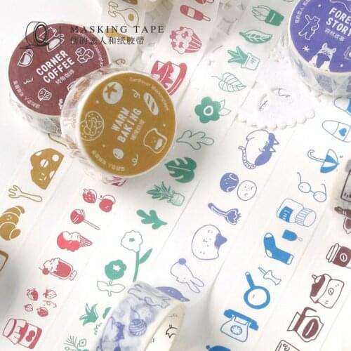 Ins Washi Masking Tapes Hand-painted Warm Little Things Decorative Adhesive Scrapbooking DIY Paper Japanese Stickers 3m