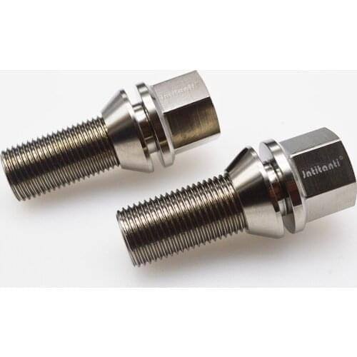 High performance silver color Gr.5 titanium lug bolts M14*1.25*28mm with 60 degree removable cone seat
