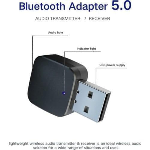 Kebidu Mini 2 in 1 Bluetooth 5.0 Audio Receiver Transmitter 3.5mm AUX Wireless Adapter USB 3.5mm Jack for Headphone Speaker