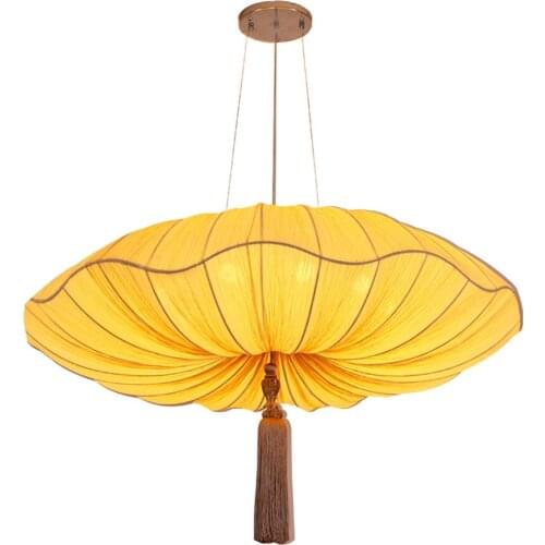 Chinese classic fabric pendant lights Japanese restaurant bedroom corridor hotel staircase lantern hanging lotus lamps lighting